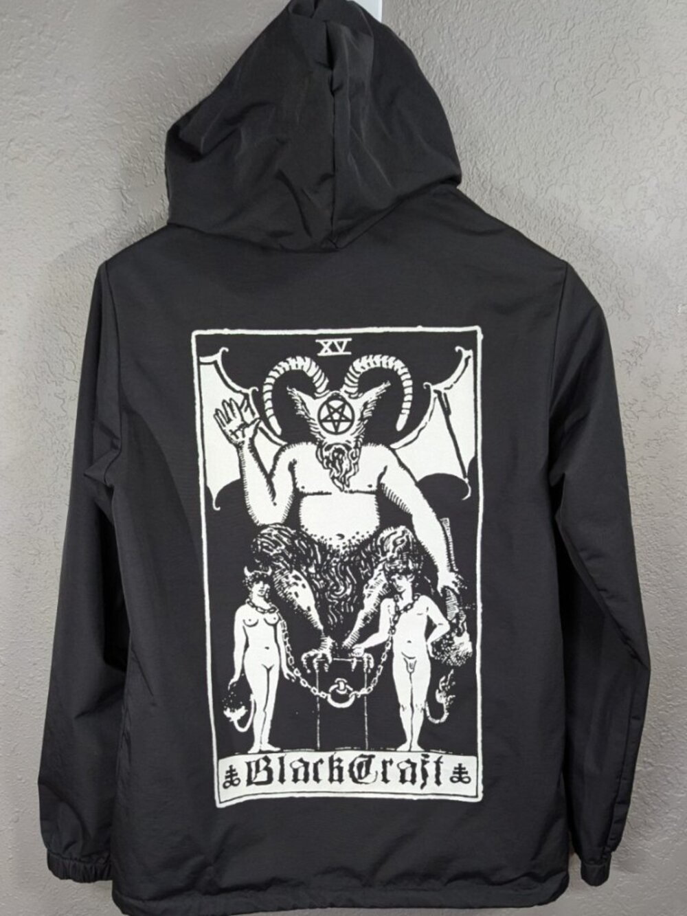 Blackcraft Cult Believe in Yourself Tarot Card Men's M Button Up Nylon Jacket - Picture 2 of 8